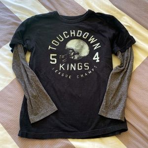 Long Sleeve Black and Gray Football Themed Shirt